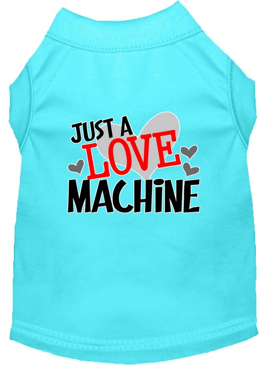 Love Machine Screen Print Dog Shirt Aqua XS